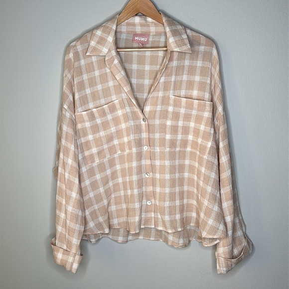 Show Me Your Mumu Jessica Button Down Oversized Top in Cream Size XL - Picture 1 of 10